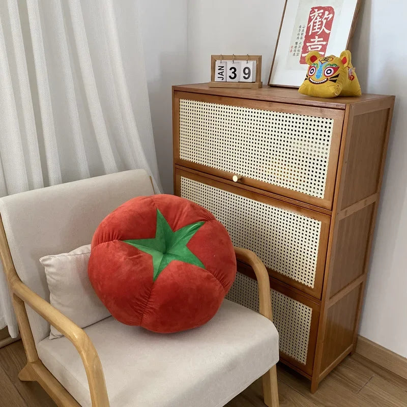 Tomato, Vegetable & Mushroom-Shaped Round Cushion – Thickened Cute Window Seat Pillow for Bedroom
