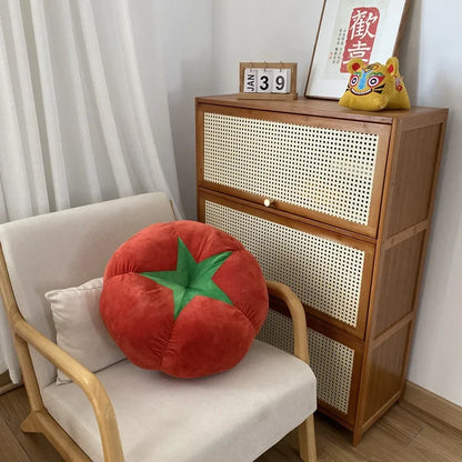 Tomato, Vegetable & Mushroom-Shaped Round Cushion – Thickened Cute Window Seat Pillow for Bedroom