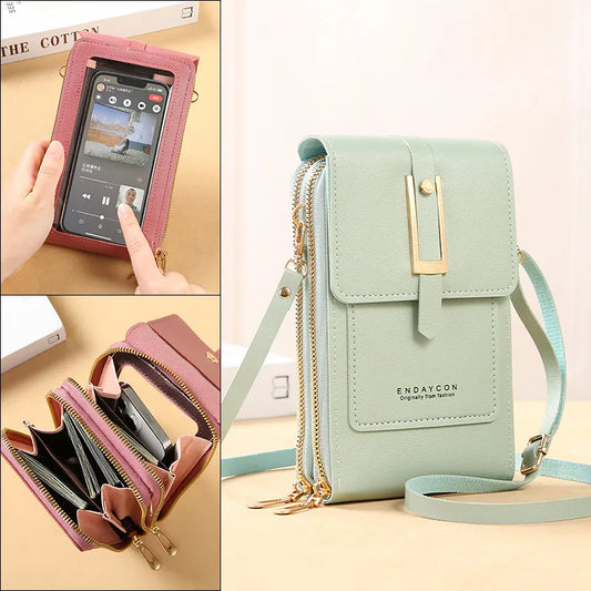 Soft Leather Women's Crossbody Bag: Touch Screen Cell Phone Wallet Hand Purse | Small Handbag for Cheap Women's Bags