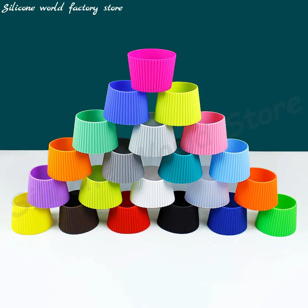 Silicone Coffee Cup Cover & Sleeve — Anti-Scalding, Anti-Slip Universal Tapered Thread Mug Protector for Ceramic & Glass Cups