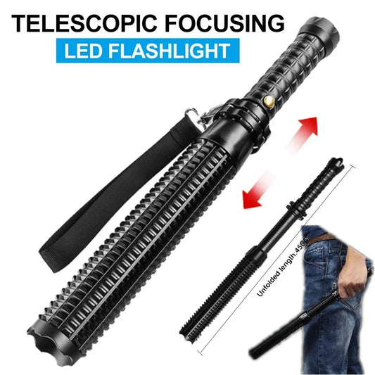 LED Baseball Bat Flashlight: Aluminum Alloy, Focusable & Zoomable, Super Bright Self Defense Torch - Tactical Baton for Emergency Use