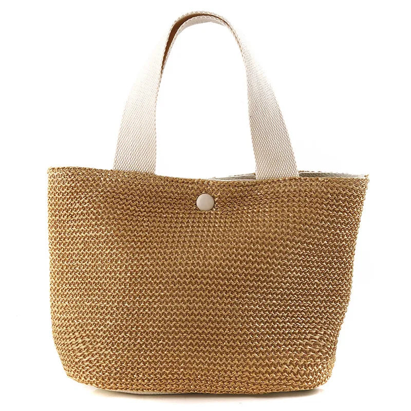 Women’s Bohemian Beach Straw Bag – Handmade Woven Rattan Bucket Shoulder & Crossbody Handbag