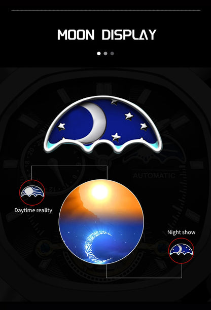 LIGE Dual Seconds Tourbillon Watch – Men's Stainless Steel Mechanical Timepiece, 24H, Night Glow, Waterproof