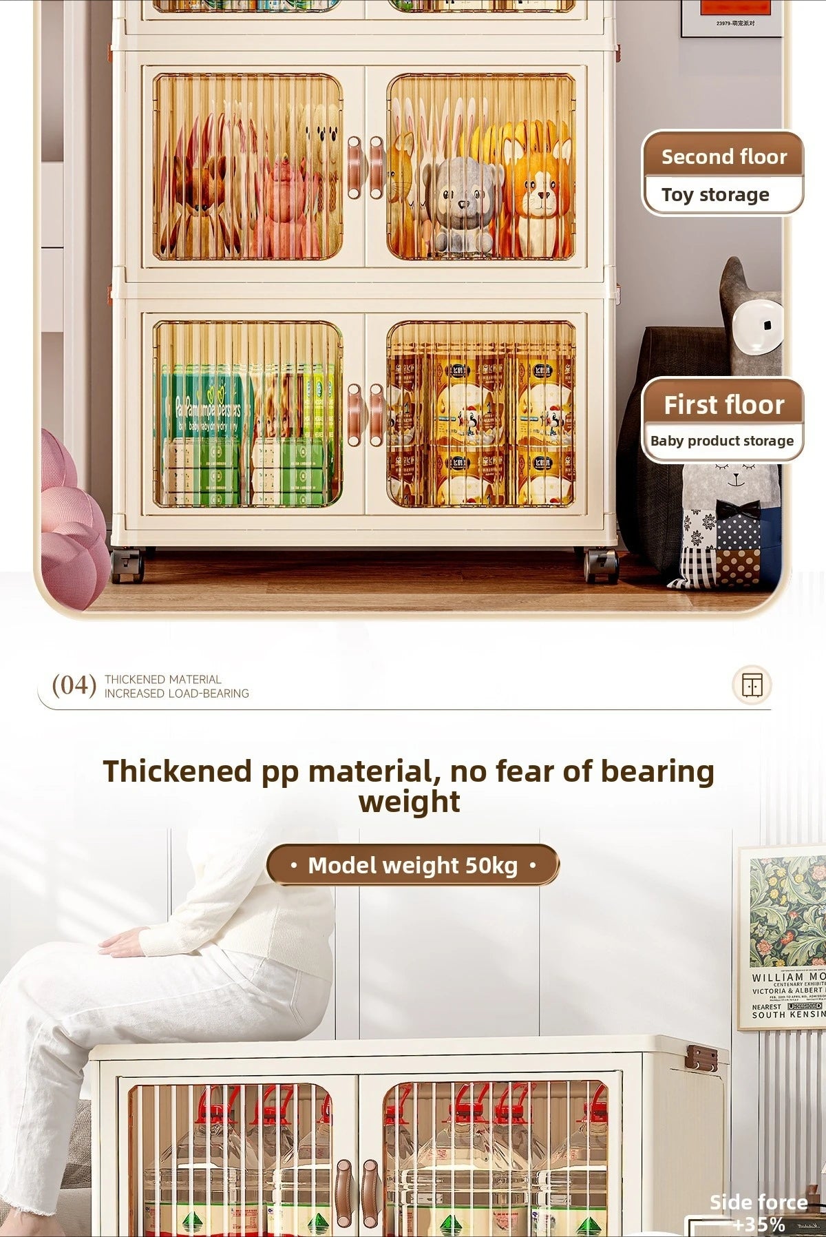 Large Capacity Collapsible Storage Bin — Plastic Organizer with Lid for Clothes, Toys & Blankets, Stackable & Portable for Bedroom or Nursery