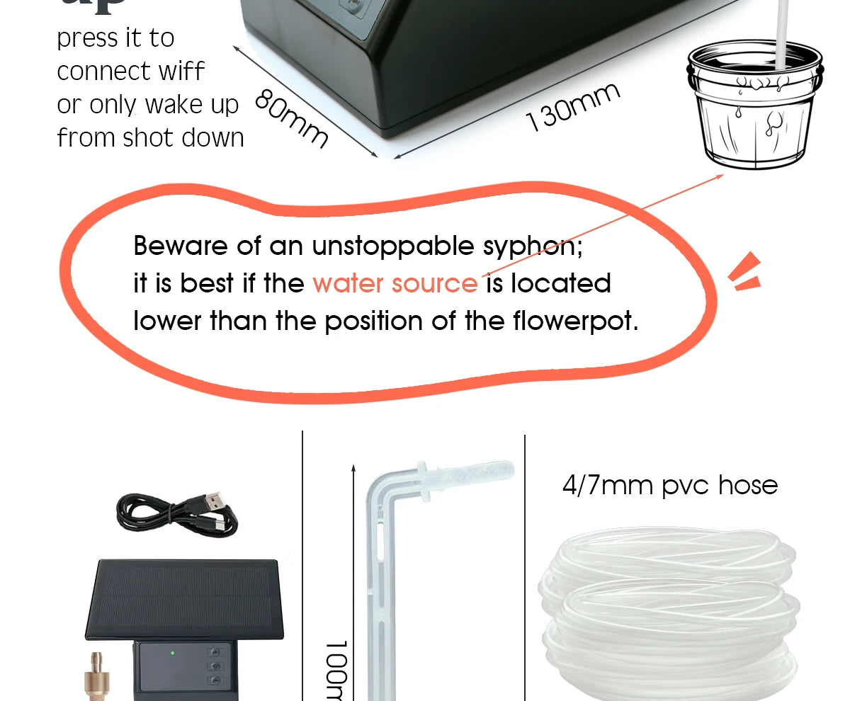 Tuya WiFi Solar Smart Drip Irrigation System — Remote Control Watering Kit for Garden & Balcony Plants