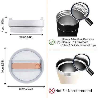 40oz Spill-Proof Tumbler Lid — Sealing Plastic Replacement for Stanley Quencher H2.0
