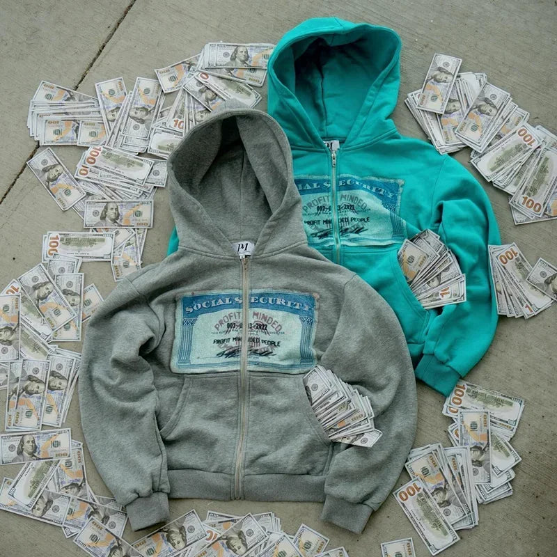 Y2K Retro Autumn Hoodies for Men & Women – Personalized Printed Street Style Long Sleeve Hooded Cardigan