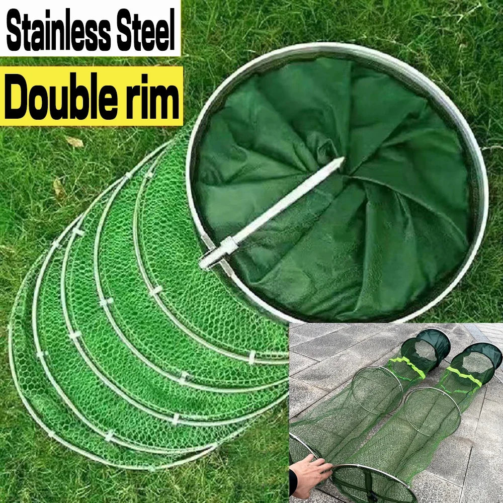 Folding Fishing Net 1.7m-3m – Large Shrimp, Carp & Crab Trap Creel for Surfcasting Accessories