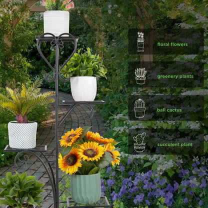 5-Tier Tall Metal Plant Stand Rack – Garden Flower Pot Display Shelf for Indoor & Outdoor Use
