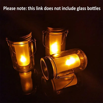 Solar LED Mason Jar Lights – Warm Torch Flame Lantern for Outdoor & Indoor Christmas, Garden, and Street Decoration