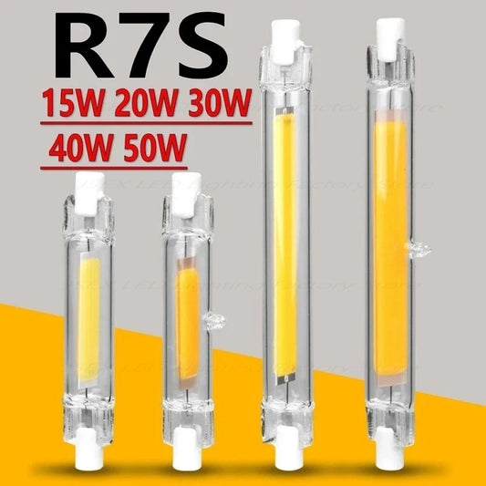R7S LED Glass Tube COB Bulb — High-Power 78mm & 118mm Corn Lamp, Halogen Light Replacement AC 110V-240V