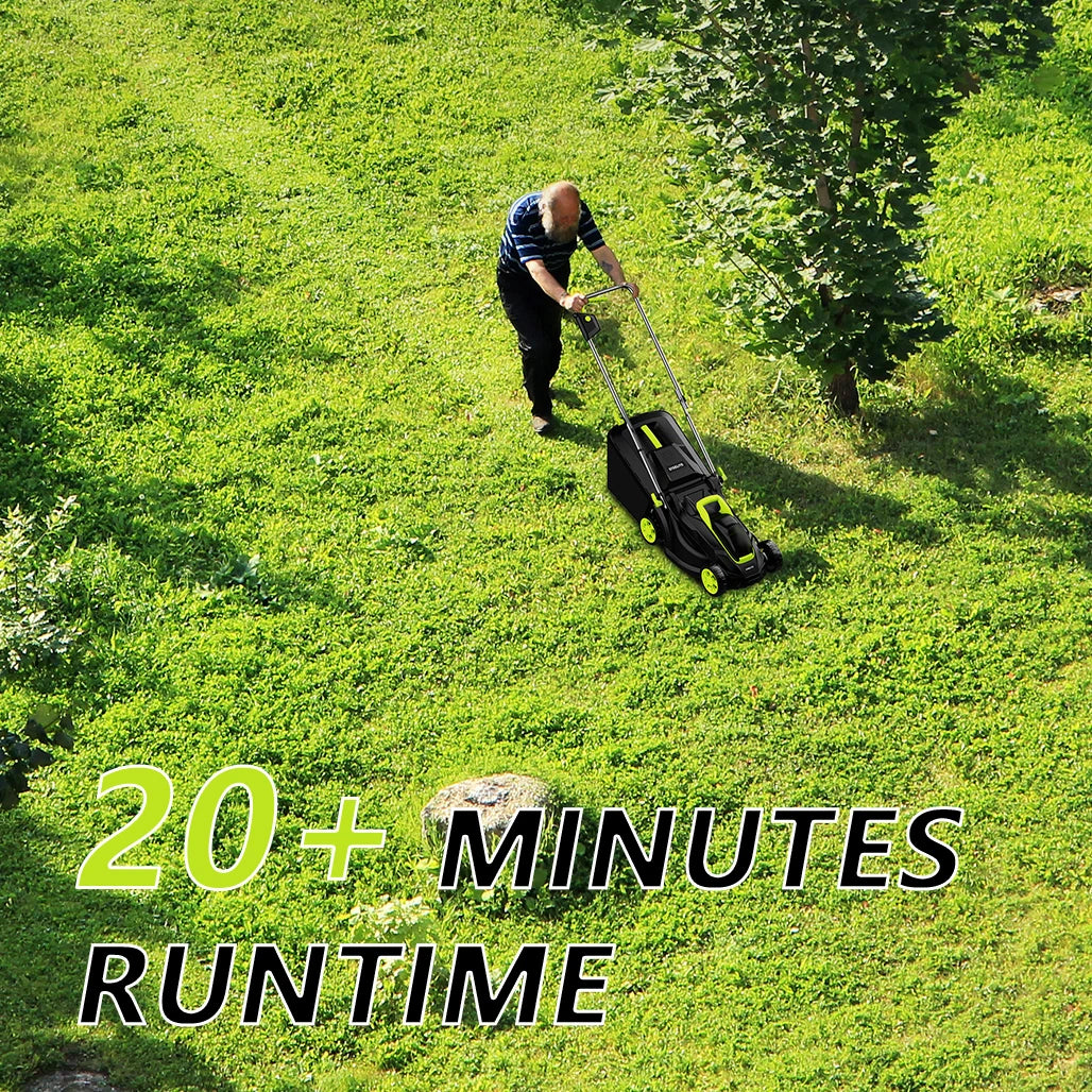 Deli 13" Cordless Electric Lawn Mower – 2-in-1 Lightweight Brushless Mower with 21V 4.0Ah Battery & Charger