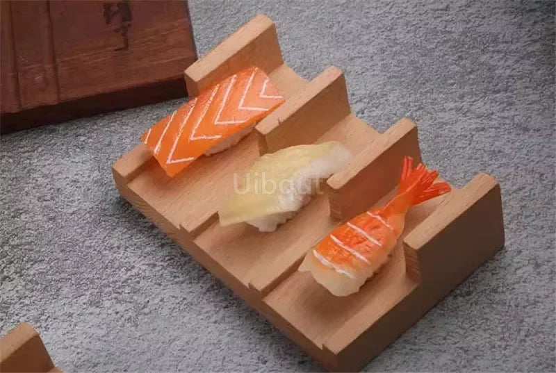 Japanese Sushi Rack – Wooden Taco & Snack Food Holder, Wood Plate Cuis ...