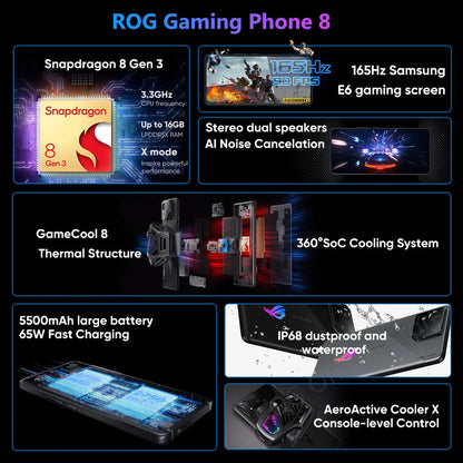 2024 ASUS ROG Phone 8 – Snapdragon 8 Gen 3, 5G Smartphone, 6.78'' 165Hz E-Sports Screen, 65W Charging, NFC, ROG 8 Pro