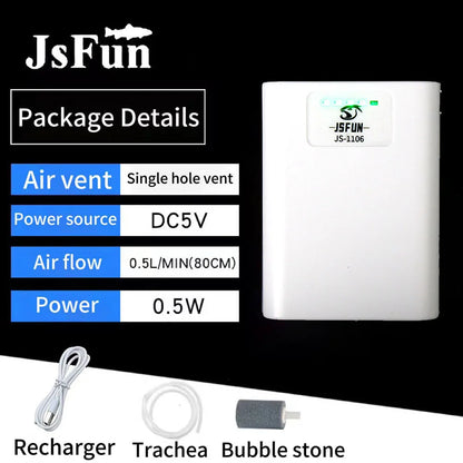 JSFUN USB Rechargeable Fish Tank Pump – Ultra-Quiet Portable Aerator for Outdoor Fishing