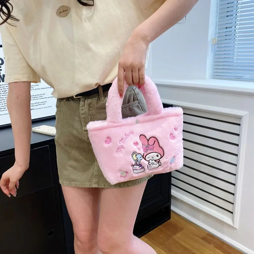 Sanrio Anime Plush Handbag – Hello Kitty, My Melody, Cinnamoroll & Kuromi Shoulder Cosmetic Bag