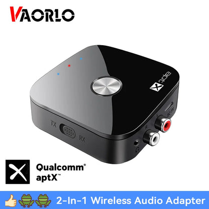 APTX Bluetooth 5.4 Audio Transmitter & Receiver | aptX Adaptive/HD/LL, 3.5mm AUX, 2-in-1 Wireless HiFi Stereo Adapter with Mic