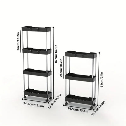 Rolling Bathroom Storage Rack: 3/4 Layer Utility Cart with Wheels - Multi-Purpose Organizer for Bathroom Storage