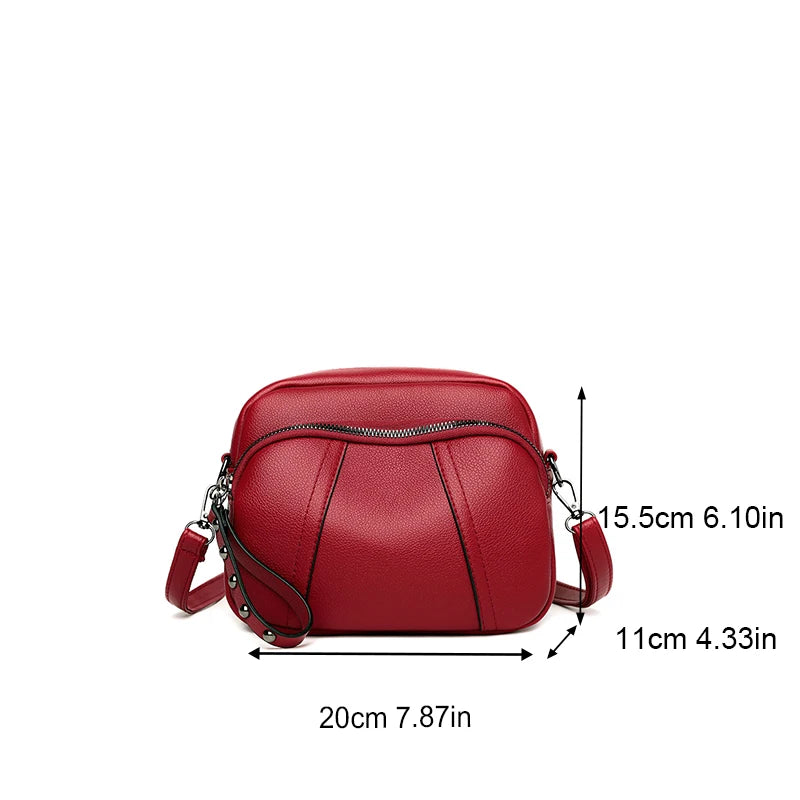 Women’s Solid Color Rivet Zipper Phone Bag – Soft Leather Small Square Shoulder & Crossbody Bag, Fashionable and Simple