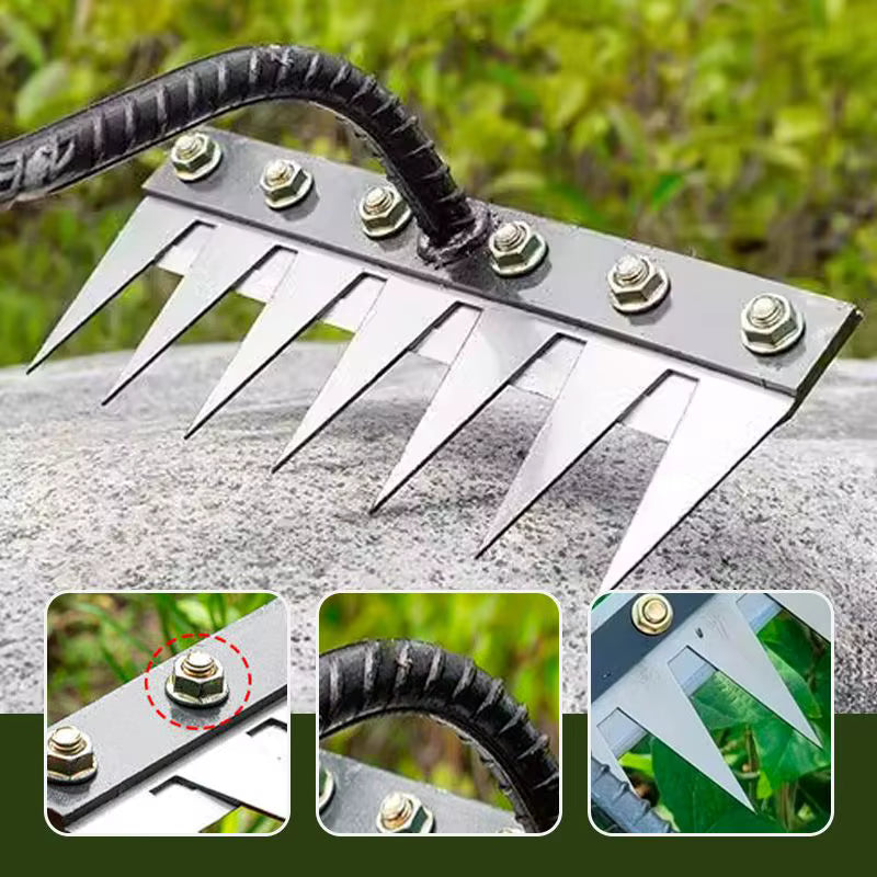 5/6/7/8 Teeth Carbon Steel Garden Hand Rake – Farm Weeding Scarifier, Agricultural Metal Harrow Tool