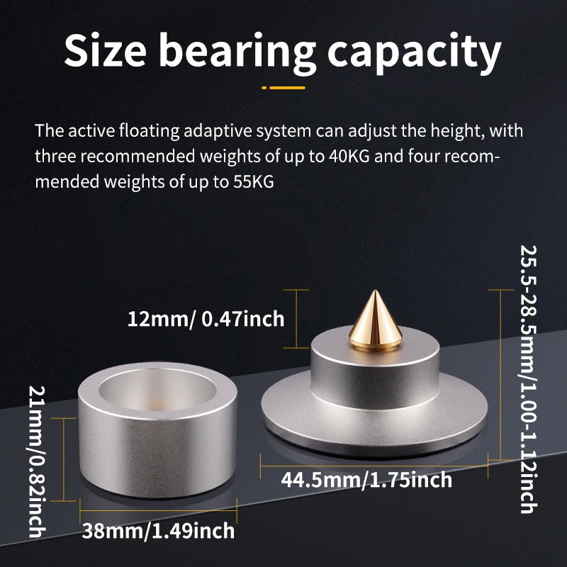 4-Piece Aluminum Audio Amplifier Shock Absorber Feet – HiFi Speaker & CD Player Anti-Vibration Pads