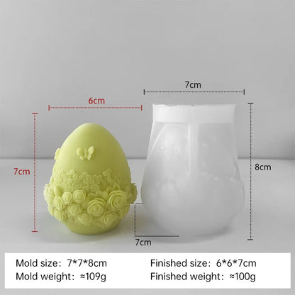 3D Creative Easter Egg Silicone Mold – DIY Flower & Butterfly Egg for Aroma Candles, Plaster Ornaments, and Easter Decor Crafts