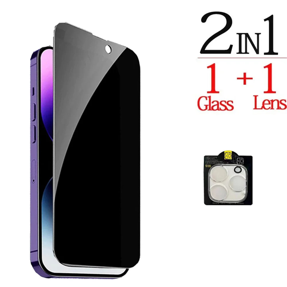 1–4 Pack Privacy Screen & Camera Protector for iPhone 16/15/14/13/12/11 Pro/Max – Anti-Spy Glass Film