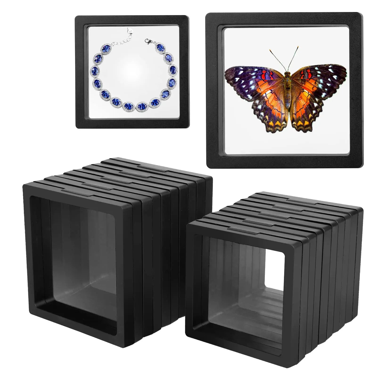 10-Pack 3D Floating Frame Display Stand – Transparent Jewelry Storage ...