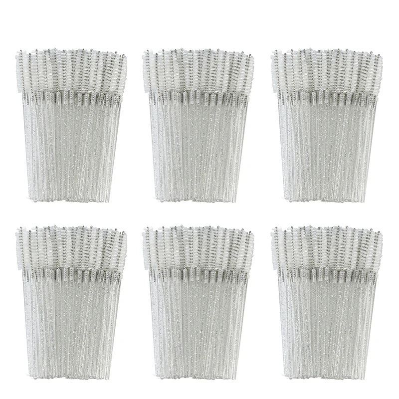 ANNAFRIS 50pcs Disposable Eyelash & Eyebrow Brushes — Soft Crystal Lash Extension Mascara Wands Makeup Tools