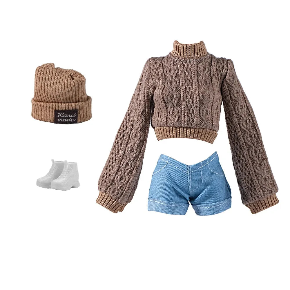 11.5" Doll Clothes Set – Knitted Sweater, Pants, Hat & Shoes for 30cm 1/6 BJD Dolls Accessories