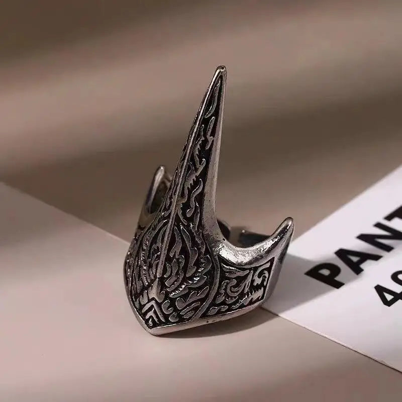 Vintage Punk Viking Bird Beak Alloy Opening Ring – Adjustable Men's Creative Party Jewelry Gift