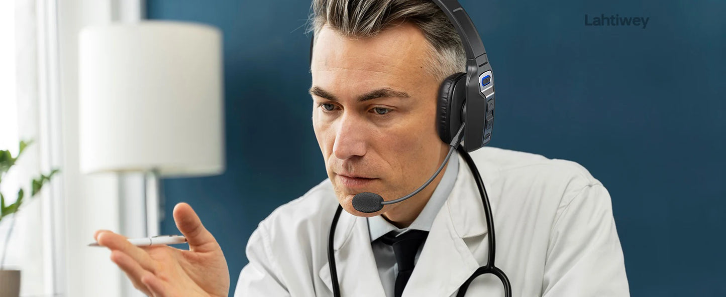 Bluetooth Trucker Headset with Microphone – Wireless On-Ear Headphones with AI Noise Cancelling & Mute Button