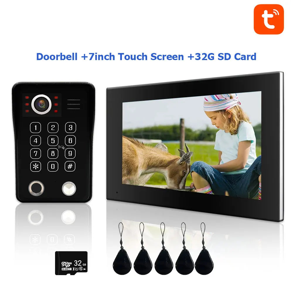 Fingerprint 5-in-1 WiFi Video Doorbell — Tuya Smart 1080P Touch Intercom System for Home Security
