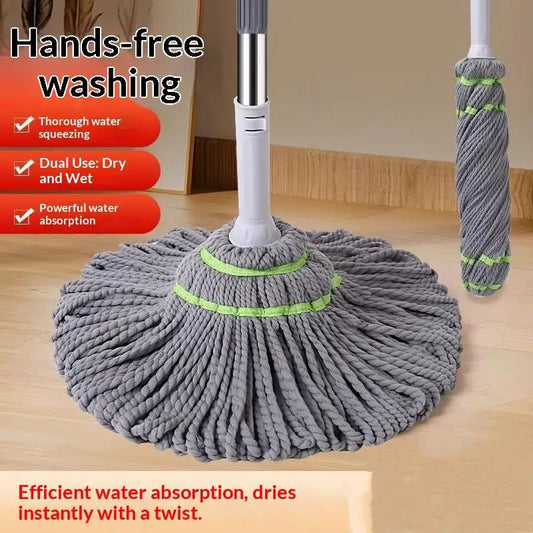 2-in-1 360° Self-Wringing Spin Mop – Dehydrated Twist Mop for Hands-Free Household Cleaning