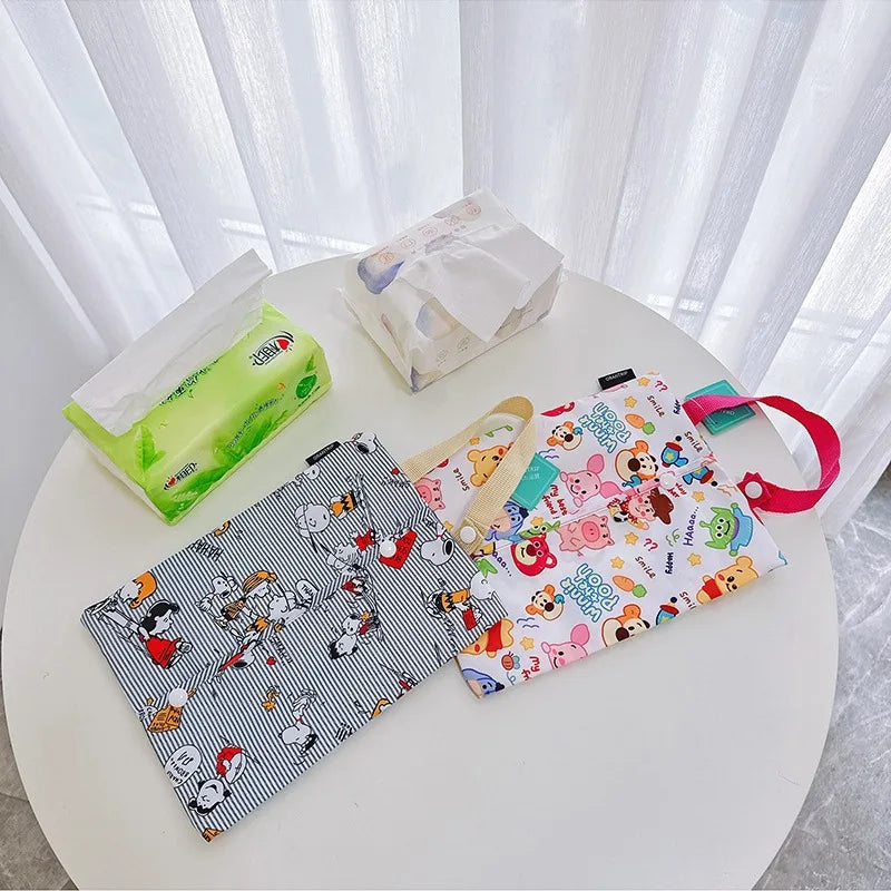 Snoopy Car Hanging Tissue Box — Cartoon Napkin Holder with Removable Storage & Flip Cover, Car Room Decor