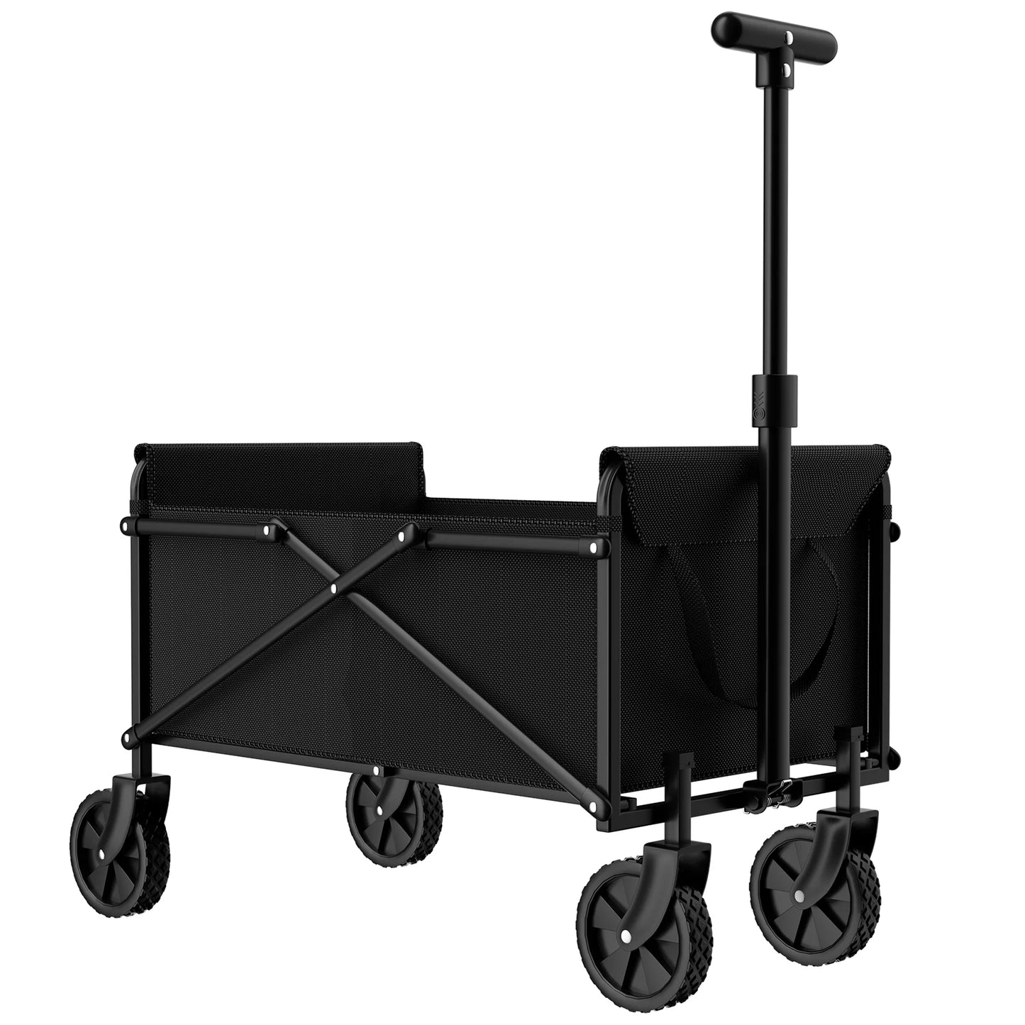 Black Folding Handcart — Small Portable Outdoor Garden Utility Wagon for Shopping, Picnic & Beach