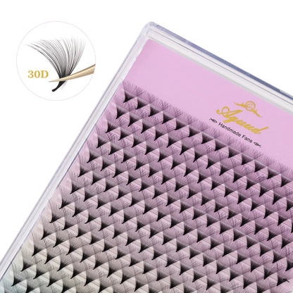AGUUD 10-Tray Premade Volume Lashes – Super Fans with Needle Stem & Narrow Base for Eyelash Extensions