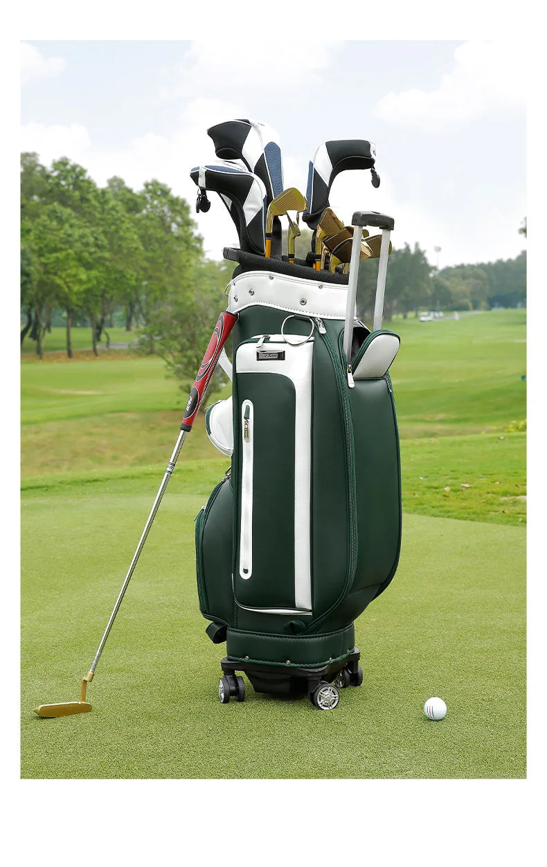 PGM Wheeled Golf Caddy Bag QB127 – 4-Wheel 360° Rotation Removable Waterproof Bag for Men & Women