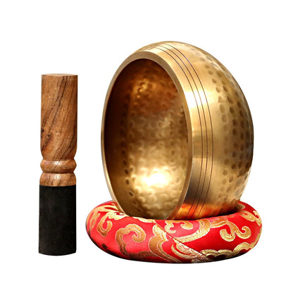 Nepal Handmade Tibetan Buddha Sound Bowl: Yoga Meditation Brass Chime Singing Bowl for Music Therapy and Chanting