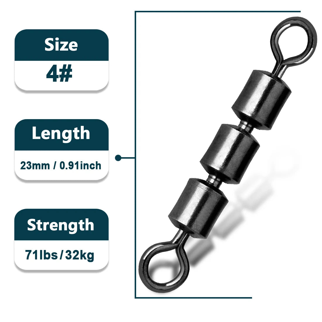 3-Roller Fishing Swivels — High-Speed Triple Bearing Stainless Steel Barrel, 15–60pcs Fishing Accessories