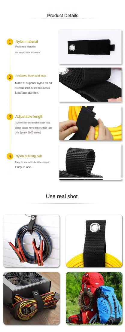 4pcs Heavy-Duty Storage Straps – Reusable Cable, Hose & Extension Cord Organizer for Garage