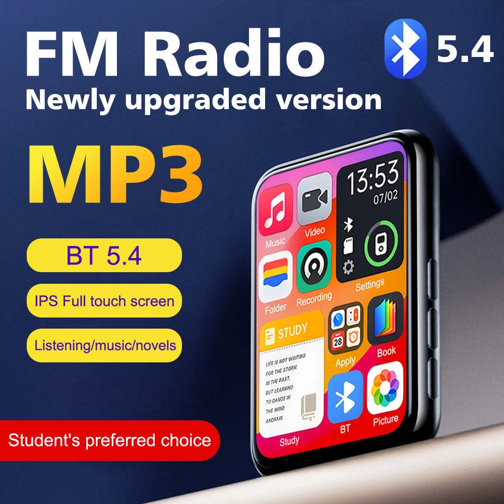 32GB MP3 Player with 2.4" Touch Screen & Bluetooth 5.4 – HiFi Music Player with Speaker, Recorder, Ebook & Photo Viewer