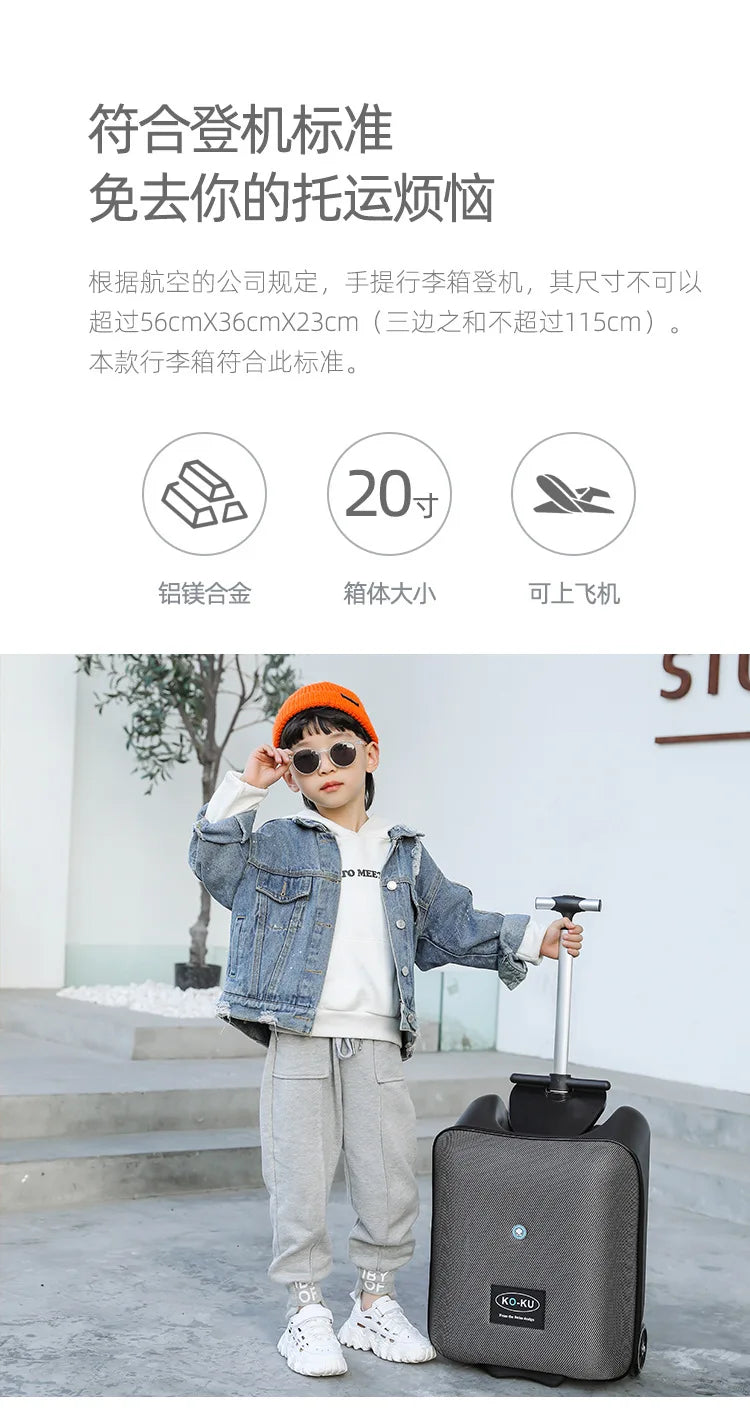 Formsio Kids Scooter Suitcase – Ride-On Rolling Carry-On Luggage Box for Babies, Sit & Go Trolley Travel Bag