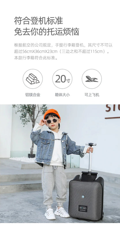 Formsio Kids Scooter Suitcase – Ride-On Rolling Carry-On Luggage Box for Babies, Sit & Go Trolley Travel Bag