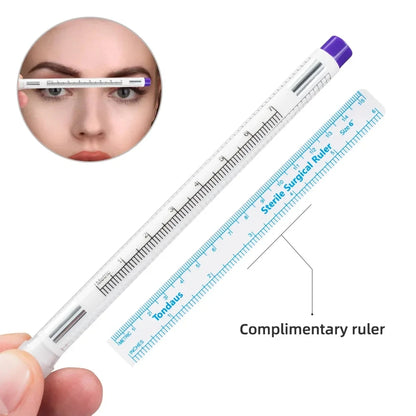 Professional Surgical Sterile Skin Marker Pen – Microblading Tattoo Eyebrow & Lip Marker with Measuring Ruler Set