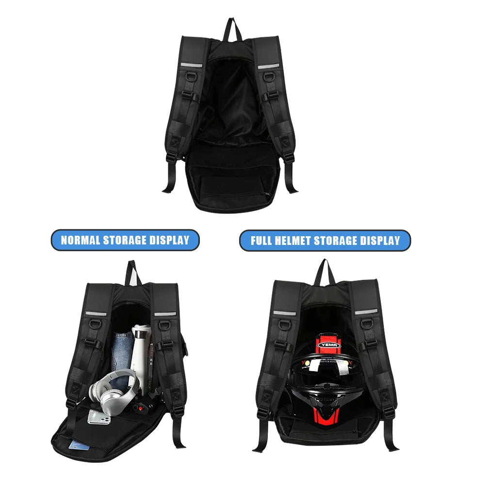 Waterproof Motorcycle Helmet Backpack: Riding Backpack for Men and Women - Large Capacity Travel Bag for Motorcycle Riders