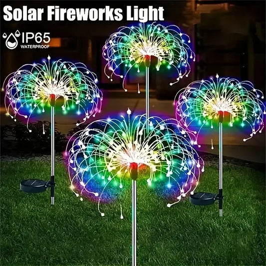 NEW 60LED Solar Fireworks Lights – Outdoor Waterproof Garden Lights with 8 Modes and Remote Control Decorative Lighting