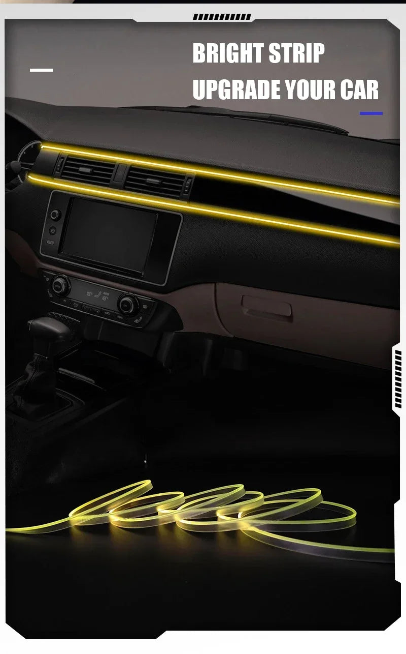 RGB Car Interior LED Light Strip – 2/3/4/5M USB Fiber Optic Atmosphere Lamp, APP Control for Customizable Lighting