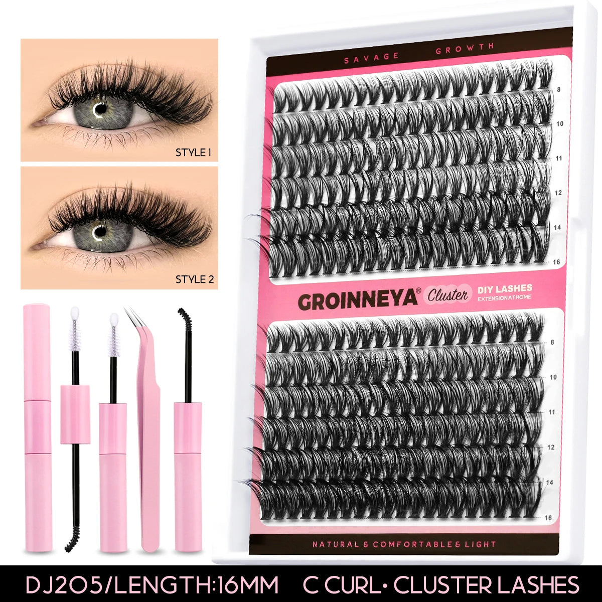Lash Clusters Extension Kit – Fake Eyelashes Set with Lash Bond, Seal, and Applicator Tool for Makeup