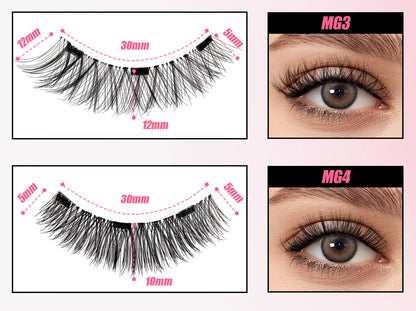 Vipuda Magnetic Eyelashes – Reusable Thick False Lashes with Magnets & Tweezer, Soft Eyelash Extensions